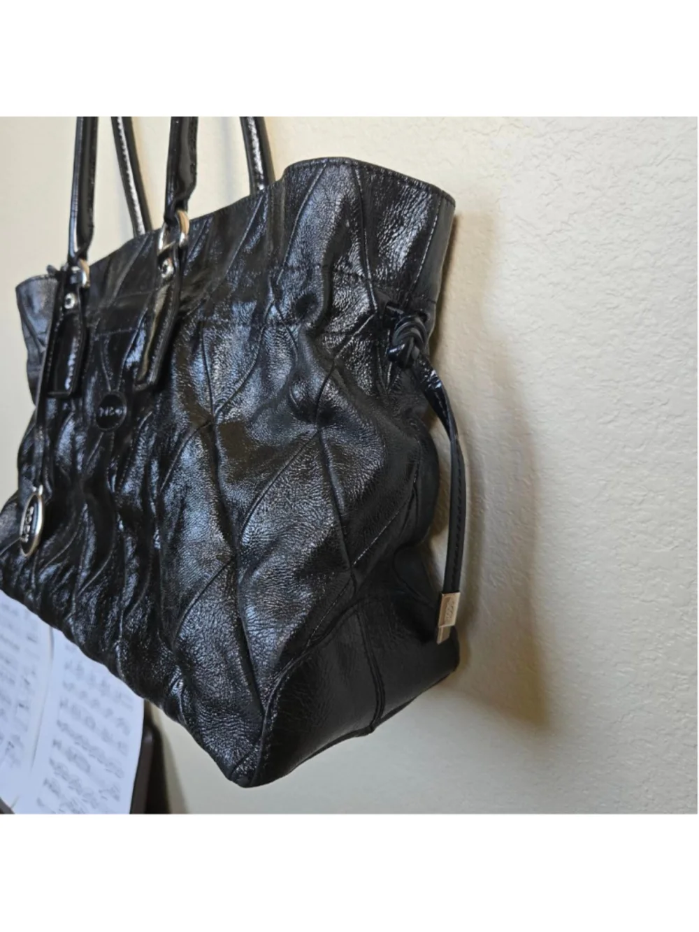 Authentic TOD'S Signature Matelasse Patent Leather Tote Bag Italy